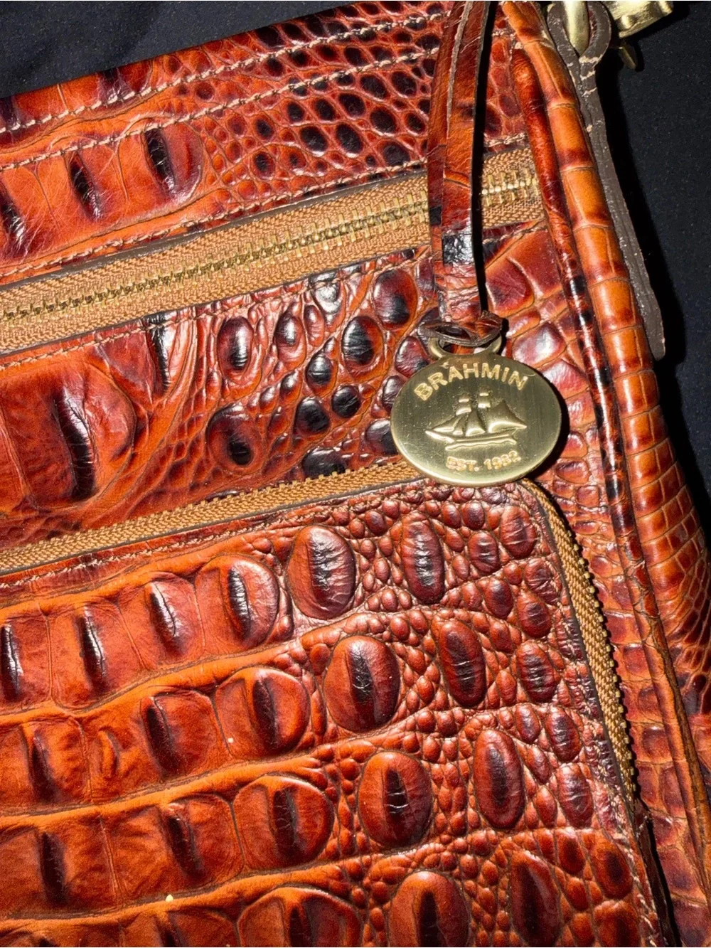 Brahmin croc embossed